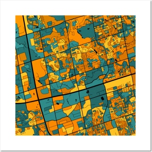 Markham Map Pattern in Orange & Teal Posters and Art